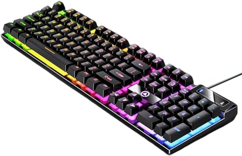 LKJHGFCVBG PCゲームオフィス用のゲーミングキーボードUSBRGBバックライト付き, 黒