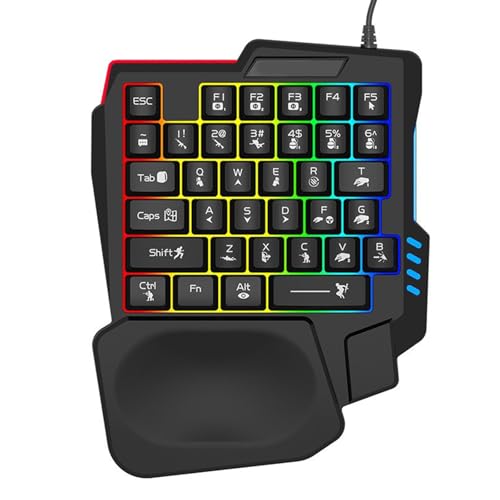 JINPIAOPIAO 14キー メカニカルフィールゲーミングキーボード プログラム可能な片手キーパッド 人間工学に基づいたデザインとバックライト付き