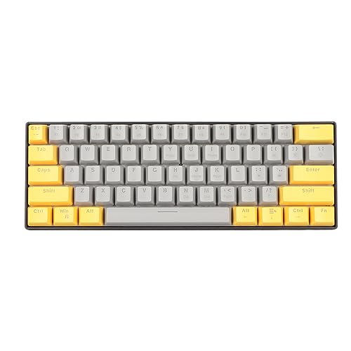 Vbestlife 60% メカニカル キーボード LED バックライト付きポータブル ゲーミング キーボード、高感度メカニカル スイッチ、快適な手触り、簡単な操作、幅広い互換性 (黄灰色表面赤スイッチ) Vbestlifebqh8sfckxe-11