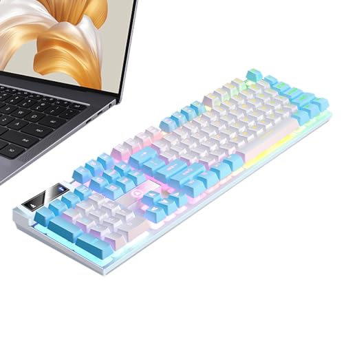 Generic メカニカルゲームキーボード 104キー フルサイズ – 発光キー 高応答性 有線接続 PCゲーミング対応 (白と青の組み合わせ - 混合光) YDGY254FT-93