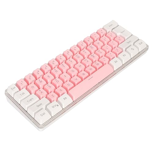 FangSPW ミニキーボード、ゲーミングキーボード 60パーセント小型ゲーミングキーボード 有線ゲーミングキーボード RGB 61キーキーボード 模倣機械技術 コンパクトゲーマータイピスト用 (ピンクホワイト) - ホワイトピンク 7FK90E-240