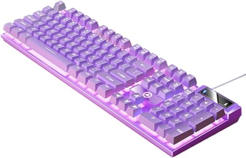 Kuso 104キーゲーミングキーボード メカニカルゲーミング ボード USB LED 照明効果, 紫の