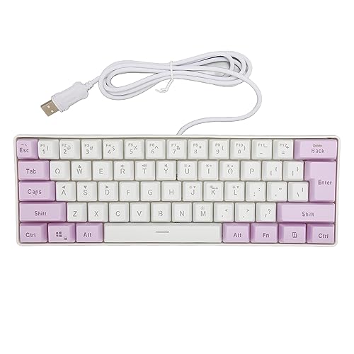 VIBRIPRIYA コンピュータキーボード、61キー付きゲーミングキーボード、家族向け有線 (ホワイトパープル) JP117240601