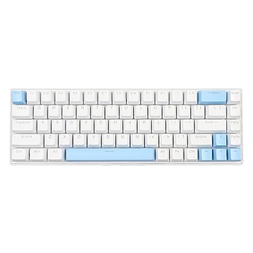 ZXIAyuxd コンピュータキーボード、RGBバックライト付き68キーゲーミングキーボードプラグアンドプレイNキーロールオーバー、デスクトップラップトップ用 (白青) CJP12-241021