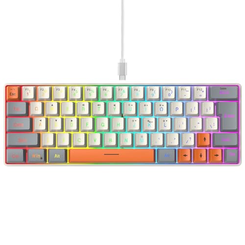 Uqezagpa メカニカル ゲーミング キーボード 63 キー LED バックライト ゲーム コード付き 人間工学に基づいたゲーマーのラップトップ用 人間工学