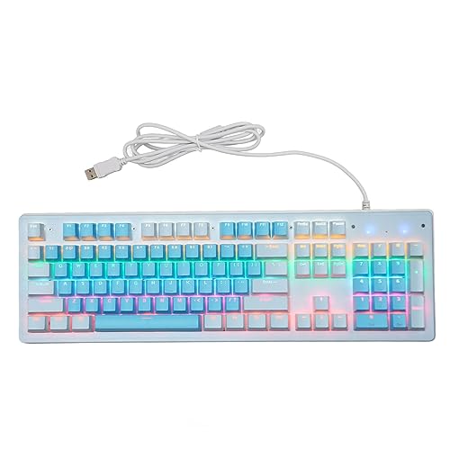 ZXIAyuxd ゲーミングキーボード、104キー有線メカニカルキーボード、素早い応答性を備えたRGBバックライト付きコンピュータキーボード、デスクトップラップトップコンピュータに最適 (茶色のスイッチ(青白のキーキャッ) CJP12-241021