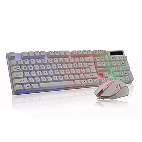 YuuHeejp 1個 有線キーボード ゲーミングキーボード レインボーライト 発光 LEDバックライト付き メカニカル USB有線高速反応 防水 （マウスを含まない） YHJPYXJPAN084