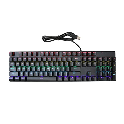 Acogedor 有線メカニカルキーボード、104キーメカニカルゲーミングキーボード、ブルースイッチ付き、RGBバックライト付き、PCラップトップ用 Acogeob3im1etxn