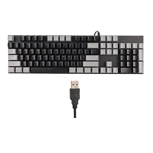 Gerrit ,ゲーミングキーボード 104キー メカニカル 28バックライトモード ブルースイッチRGB 有線Windows Linux用 ブラックグレー 1Qq88I06SA0505