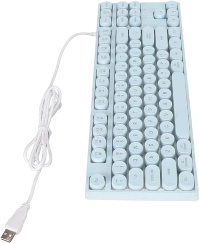 Lynrus 有線キーボード 87 キー ゲーミング キーボード プラグ アンド プレイ レトロ パンク スタイル ラウンド (青) YRE1E