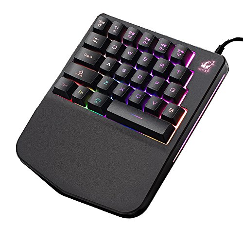 FELICON ®ゲーミングキーボード K11 片手キーボード メンブレン式 ゲーミングキーパッド 左手用 USBキーボード LED ブラック