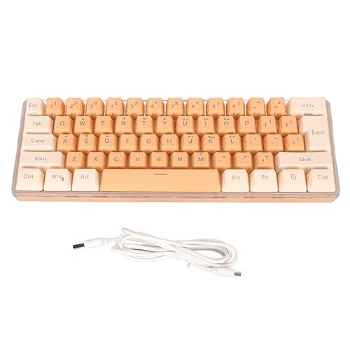 VGEBY 60%有線ゲーミングキーボード、6つのバックライト効果付きRGBミニキーボード、11 10 8 7 Vista用コンパクト61キーキーボード、USB有線、プラグアンドプレイ (イエローオレンジ) VGzyvs209h5k-11