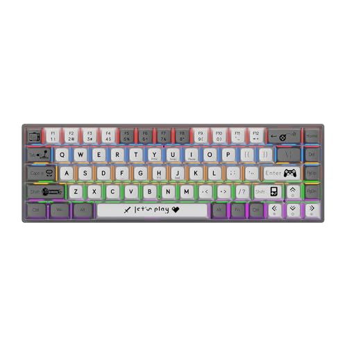 Acogedor メカニカルゲーミングキーボード、68キーUSB有線ボード、ブルースイッチ付き、17モLEDバックライト、オフィスPCゲーマー用ポータブルコンピュータ (ースイッチ - グレーホワイ) Ac6nh3s0drfg-12