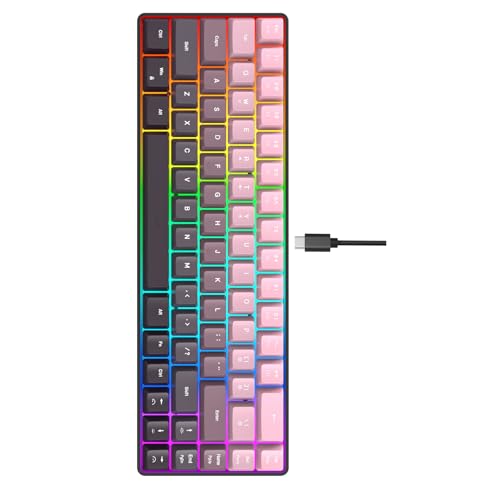 ZYHARUKO リニアスイッチ付き 68 RGB ゲーミングキーボード IP54 2 つのインターフェイスタイプ C USB A PC モバイルガスケット構造キーボード