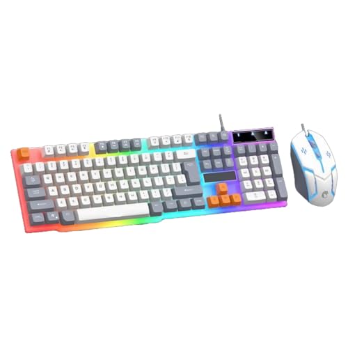 Tizuqe LED バックライト付き大型 USB コード付き機械的感触マルチメディア PC ゲーミングキーボードコンボキーボード仕事用 PC ゲームアクセサリー
