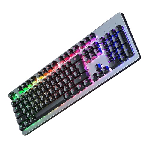 CHONCHOW ゲーミングキーボード メカニカル RGB発光LEDバックライト付き PS5/PS4/Windows対応 有線 テンキー 104キー 全キー防衝突 12個ライトモード自由選択 SDJP24091608BH3329