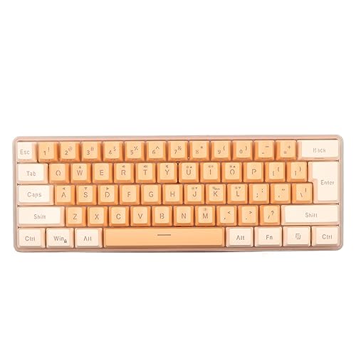 Gerrit ゲーミングキーボード USB 有線 61 キー DC 5V 省スペース コンパクトキーボード RGB バックライト - イエローオレンジ 1Qq8C456Ky0505