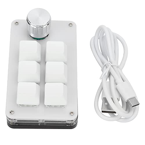 NutriEss 6 キーミニメカニカルゲーミングキーボードプログラマブルキーパッドノブショートカット多機能 PC Mac Linux 用 (Black White) NutriEssyfm7gqhn86-11