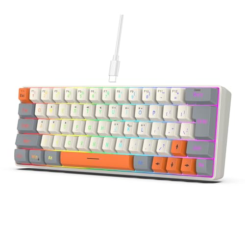 ZwaitL メカニカルキーボード LED バックライト ホームオフィスコード付きゲーミングキーボード 63キー オフィスキーボード PCゲーマーデスクトップ用