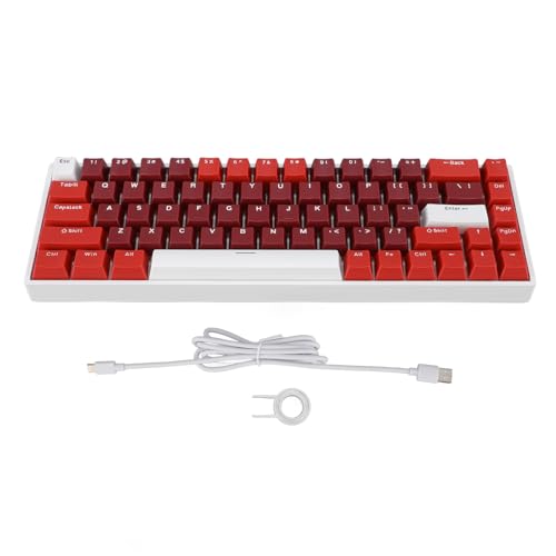 Yanmis 60パーセントゲーミングメカニカルキーボード、RGBバックライト付きタイプCポータブル有線、赤いスイッチ付き、コンパクトでスリム、USBポート付きコンピュータゲーム用 Yanmi1pa2bdsov4