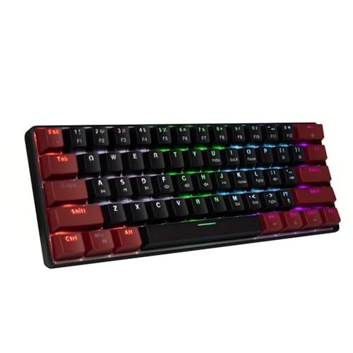キーボード 61キーメカニカルゲーミングキーボード - RGBバックライト付きテンキーレスコンパクトデザイン - 有線USB接続 - オフィスや家庭での使用に適した人間工学に基づいたグリーンスイッチキー - 取り外し可能なケーブル付属 XIL-20240723-600
