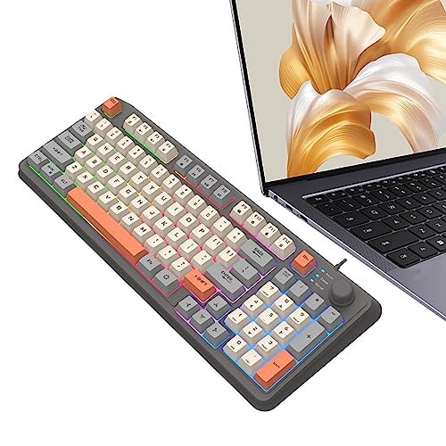 KJOET ライトアップメカニカルゲーミングキーボード, トリコロール 94 キー コンピュータ キーボード, K82 トリコロール光る有線 PC キーボード学生コンピュータ労働者の PC アクセサリー Jiahua MH15572