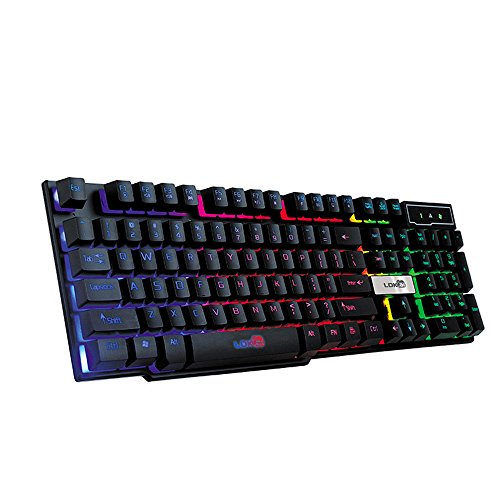 HHmei カラフル クラック LED イルミネーション バックライト USB 有線 PC レインボー ゲーミング キーボード - R260 カラフル バックライトキーボード Cf LOL プロフェッショナル ゲーミングキーボード ルミナス USB ケーブル ゲーミングキーボード ブラック HHmei_Accessory_9Jan14_042