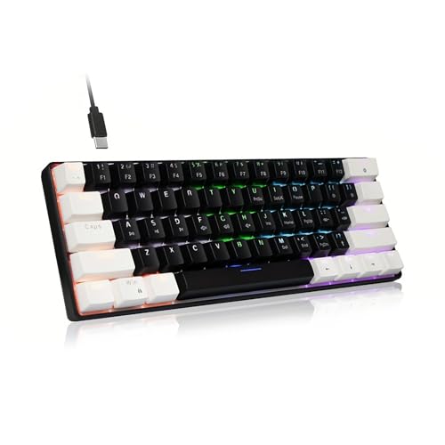 ゲーミングキーボード メカニカルキーボード 61キー 青軸 バックライト USB有線 光るキーボード 防湿仕様 角度調整 着脱式ケーブル オフィス&ゲーム用パソコンキーボード Windows 7/8/10対応（青軸） SDJP24091608BH3365