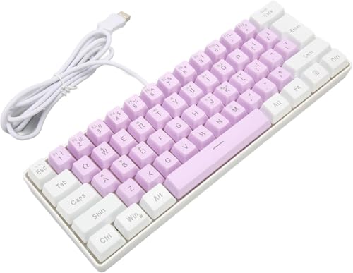 CTSHIZF USBキーボード、コントラストカラー人間工学に基づいたデザインRGBバックライト付きUSB有線接続ゲーミングキーボード61キーオフィスワーク用 (ホワイトパープル) efg8563