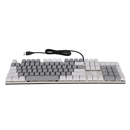 Loigohon Generic ブルースイッチメカニカルキーボード 104キー ホワイトグレー – 人間工学設計 高応答性 ゲーミング対応 バックライト20モード 対応OS:Win7/8/10 P4ML8R0