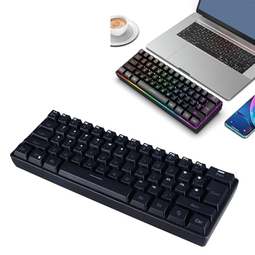 Vbestlife ゲーミングキーボード、2.4G / Bluetooth/有線 60% メカニカルゲーミングキーボード、RGB バックライト付き 61 キーメンブレンキーボード、自宅寮オフィス用 (BLACK) Vbestlifefdowh2ivn1-11