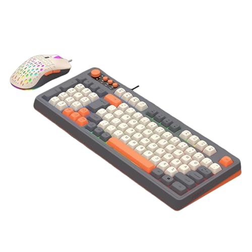 uikios バックライト付きゲーミングキーボードマウス、人間工学に基づいたUSBワイヤーキーボードUSBケーブル、PCコンピューターワイヤー接続キーボード用 4NB802445-OG_UK999LQQ