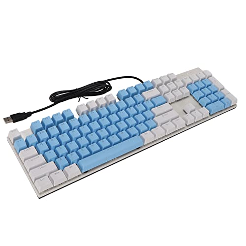 KJOET ブルースイッチメカニカルキーボード、耐摩耗性ブルースイッチメカニカルゲーミングキーボード ABS アルミニウム合金 オフィス用 (白青) MH27330