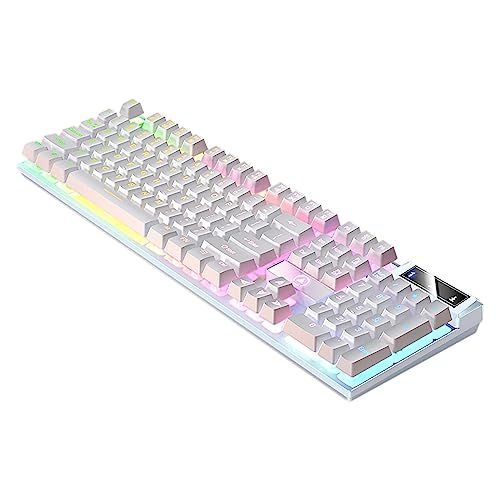CHJUAN 有線フローティングゲーミングキーボード ライトアップ USBキーボード メカニカルキーボード 手触りRGBバックライトキーボード 73NVV
