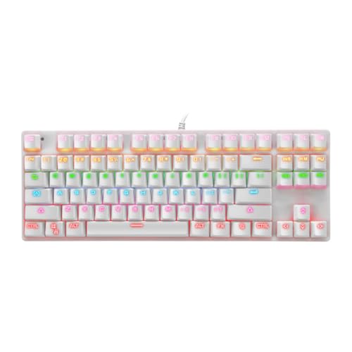 QUXVUIS メカニカル有線キーボード 87キー バックライト発光 スクールノート ゲーミングキーボード メンテナンス スペア アクセサリー, 白 EL030339-01YCMCD00024465