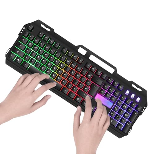 VIBRIPRIYA 有線レインボーキーボードデザイン - 美的メカニカルライトアップゲームキーボード | ゲーミングキーボード RGB | LED レインボーゲーミングキーボード | メカニカルキーボード | キーボード コンパクトゲームキーボード ゲームキーボード JP117250322