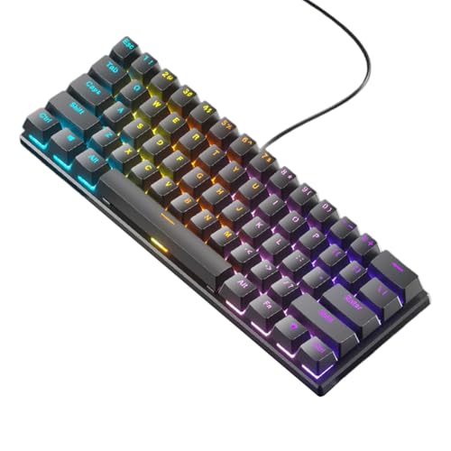 SoftNesth ゲーミングメカニカルキーボード LED バックライト 61 キーコード オフィスキーボード LED ゲーミングメカニカルキーボード コンピューター ノートパソコン用 QQ420250712