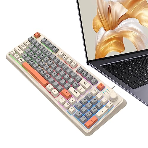Pieadishjs 光るゲーミングキーボード - 94 キー バックライト付きメカニカル キーボード,K82 光るトリコロール有線キーボード PC キーボードバックライト付きキーボードデスクトップコンピュータ用 CJP06-241128