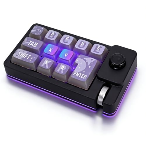Vbestlife 12キーメカニカルゲーミングキーボード、片手マクロプログラマブルパッド、2.4GワイヤレスタイプC RGBバックライト、ゲームビデオ編集用ノブスクロールホイールホットスワップスイッチ VBESTc6oyrp03n7
