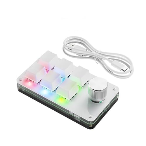 Gzuzlur プログラマブル 左手キーボード 4/6/9/12キー ショートカット片手キーボード ゲーミング 有線/Bluetooth メカニカル マクロ 互換性 Windows&Mac対応 オフィスワーカー プログラマー デザイナー (6つのキー+ノブ+RGB+USB)