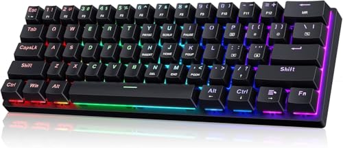CACKBIRD ポータブル60%メカニカルゲーミングキーボード 有線キーボード 青色スイッチ付き LEDカスタマイズバックライト 61キー 超コンパクト ミニオフィスキーボード PC/Mac/Xbox用 持ち運び簡単