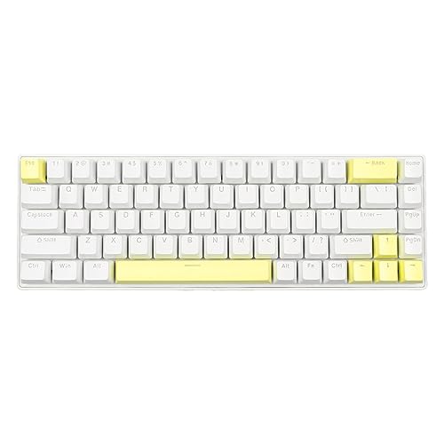 LKJHGFCVBG コンピュータキーボード、68キープラグアンドプレイ家族向け鮮明なストロークゲーミングボード (白と黄色)