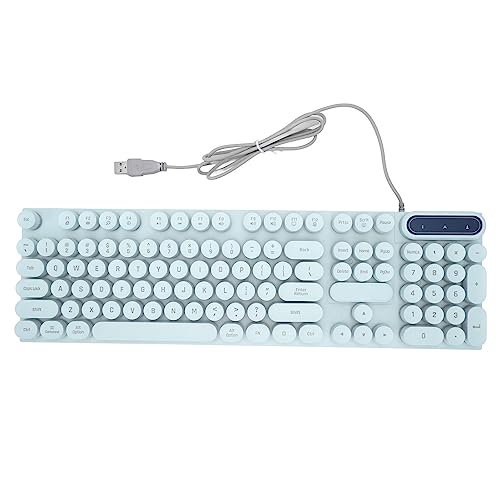 KJOET ゲーミングキーボード、バックライト付き104キーコンピュータキーボード有線キーボード人間工学に基づいたオフィスキーボード、折りたたみ可能な足付きマルチメディアキー、快適なタイピング体験 (青) MH27080