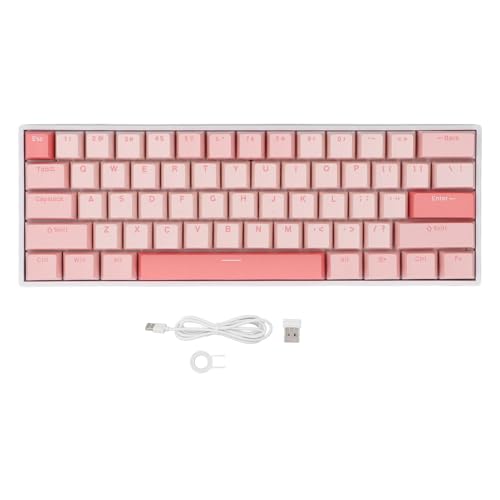 Yanmis ワイヤレスまたは有線 ゲーミングキーボード、61 キー 60% メカニカルキーボード ワイヤレスレッドスイッチバックライト付き RGB ライト PC ラップトップ用、コンパクトレイアウト Yanminey20hstp4