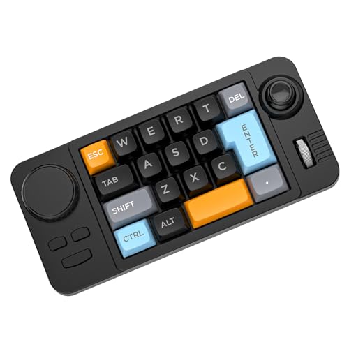 Ddujbtp カラーエフェクト付き 19 ゲーミングキーボード プログラム可能なジョイスティック ダブル スクロール ホイール ホットスワップ可能で人間工学に基づいたキーパッド マクロ化されたプログラム可能なダブル スクロール ホイール キーボード