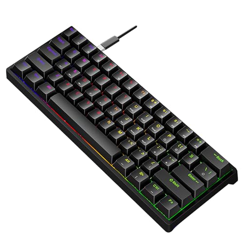 CHAMEEN メカニカルキーボード キーボード 機械式 ゲーミングキーボード コンパクト 有線 充電式 RGB LEDバックライト 防水 オフィス ゲーミング用 YCJP2401007T08BH3369