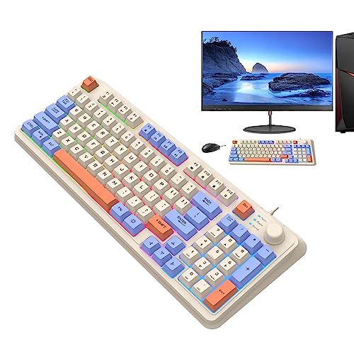 KJOET ライトアップメカニカルゲーミングキーボード - トリコロール PC キーボード バックライト付きメカニカル キーボード - K82 学生のために輝くトリコロール メカニック キーボード有線ゲーム キーボード MH27066