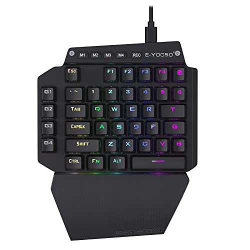 e元素 片手ゲーミングキーボード44キー 白軸を採用 静音メカニカルキーボード USB有線コンパクト設計 RGB発光LEDバックライト付き フルプログラム可能 LOL/PUBG/Fortnite/Wow/Dota/OW対応の片手ゲームキーボード (白軸ーブラック) K-700