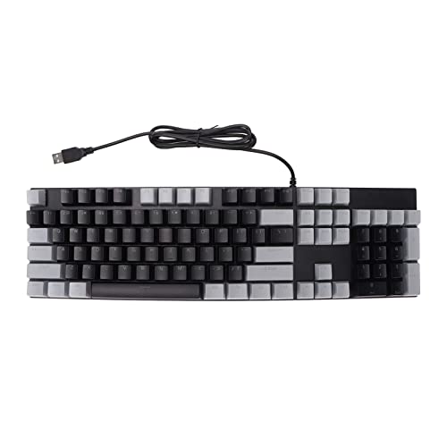 Jinlorion 104キーメカニカルゲーミングブルースイッチ、RGBバックライト、USB有線、摩耗性スクラッチ、人間工学、PCおよびノー​​トブック用20照明モードを備えたキーボード (グレーブラック) Jidf5x1cg6ya-13