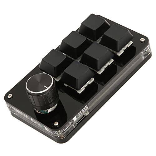 JDGHALU PCアクセサリー 6キー アクリル 6キー ミニキーパッド ノブ付き USB Diy プログラム可能キーボード ゲーミングキーボード ゲーミングオフィス用
